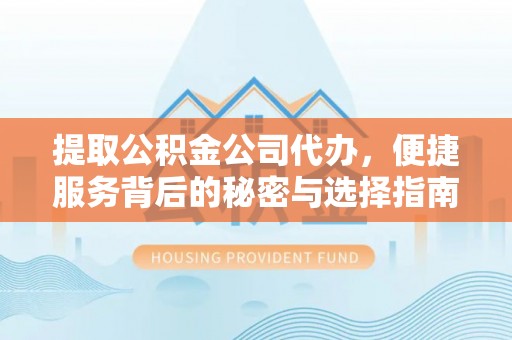 阜沙提取公积金公司代办，便捷服务背后的秘密与选择指南