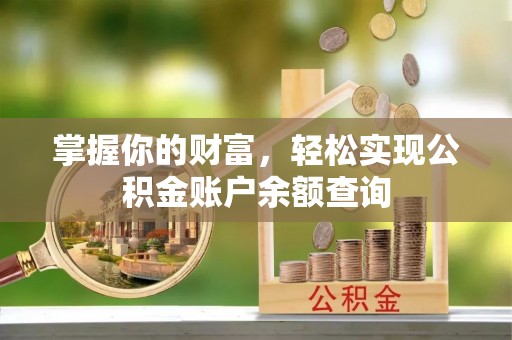 阜沙掌握你的财富，轻松实现公积金账户余额查询