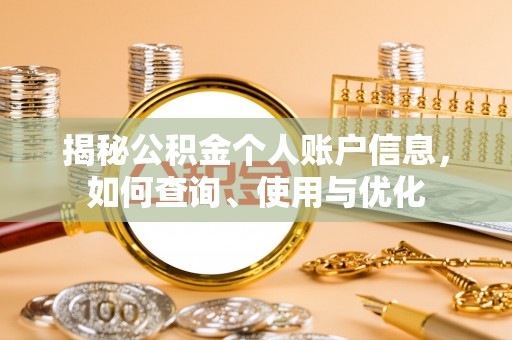 阜沙揭秘公积金个人账户信息，如何查询、使用与优化