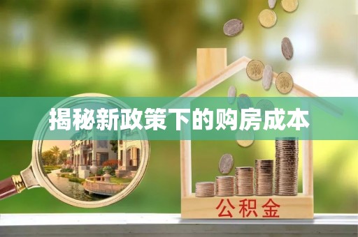 阜沙揭秘新政策下的购房成本