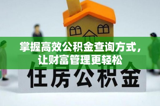 阜沙掌握高效公积金查询方式，让财富管理更轻松