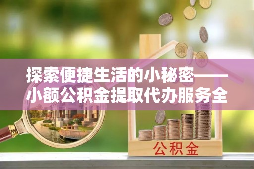 阜沙探索便捷生活的小秘密——小额公积金提取代办服务全解析