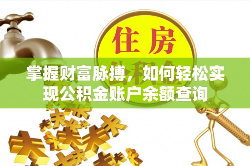 阜沙掌握财富脉搏，如何轻松实现公积金账户余额查询
