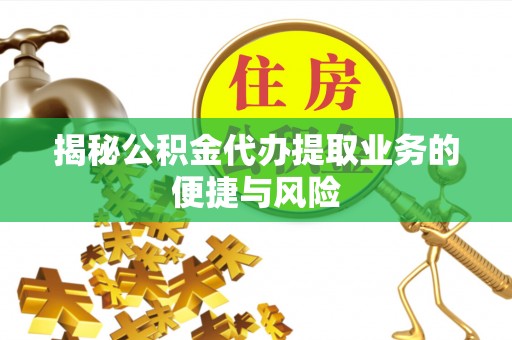 阜沙揭秘公积金代办提取业务的便捷与风险